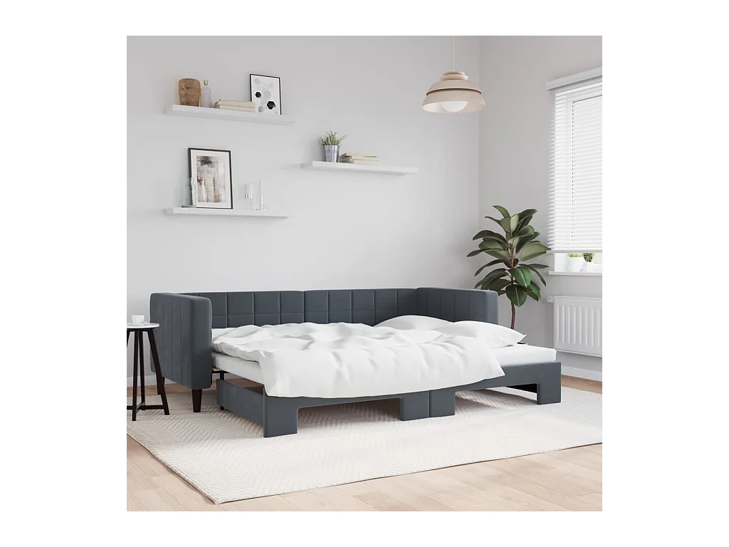 Sofá cama nido terciopelo gris oscuro 80x200 cm