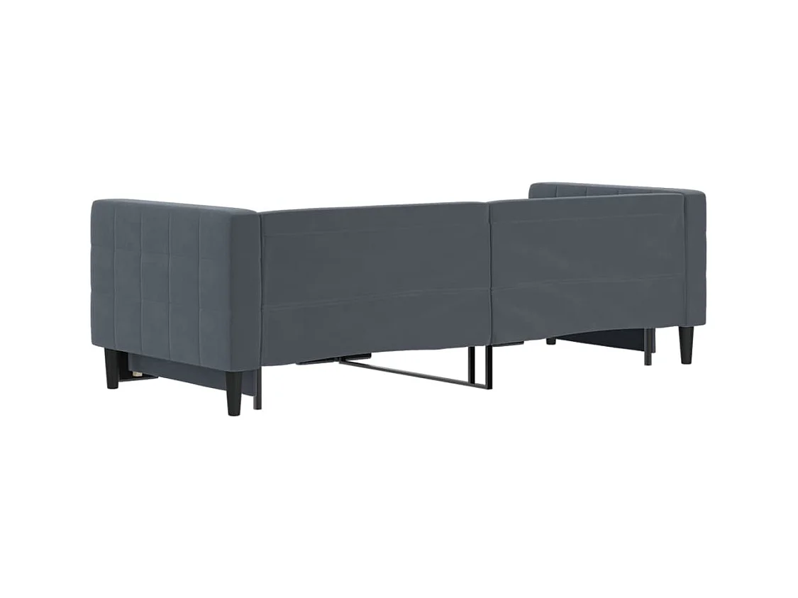 Lit de jour avec gigogne sans matelas gris foncé 80x200 cm