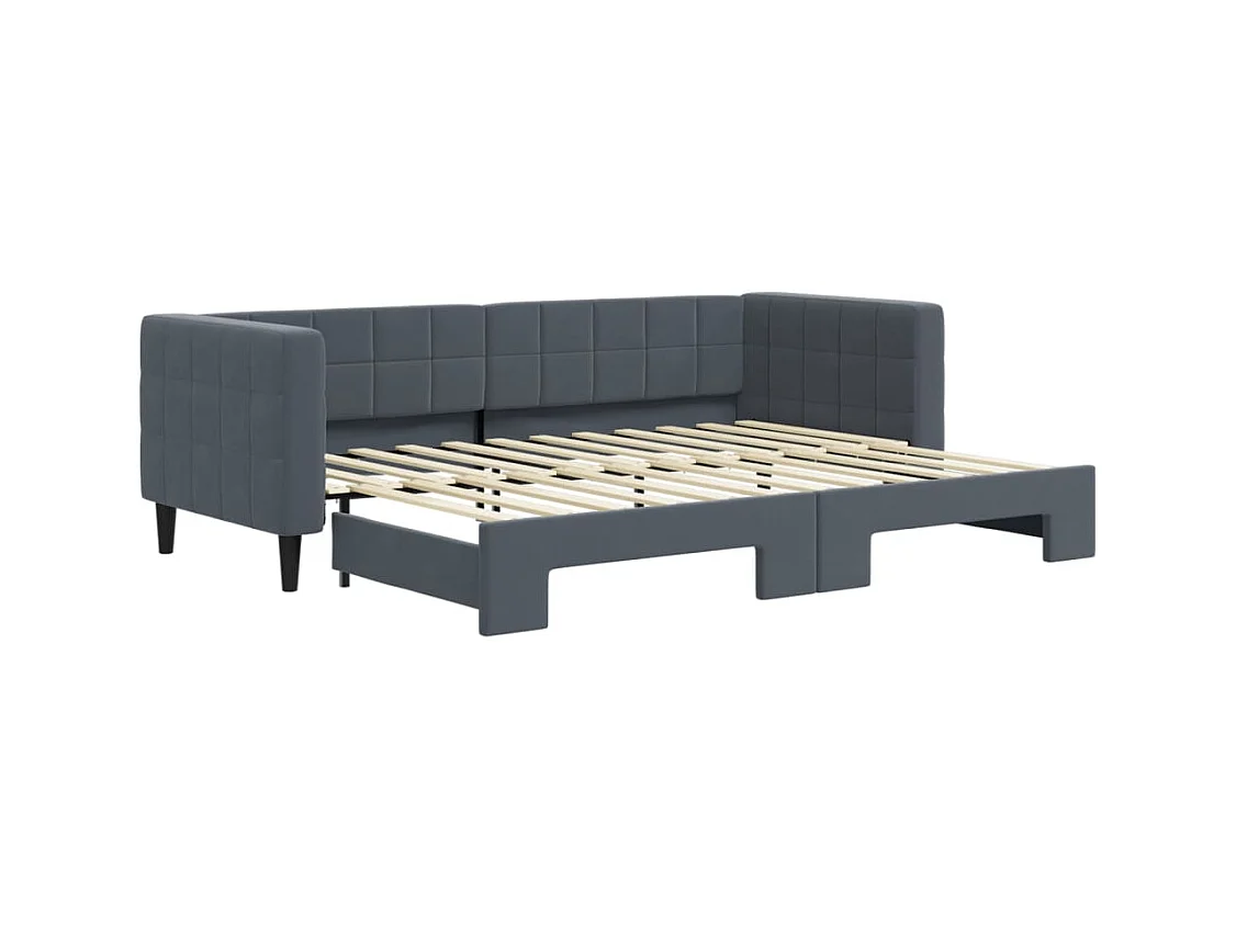 Lit de jour avec gigogne sans matelas gris foncé 80x200 cm