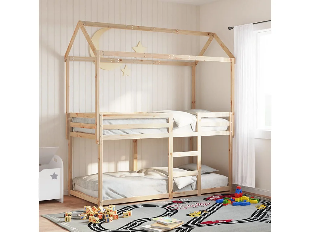 Lit superposé avec toit 90x190 cm bois massif de pin