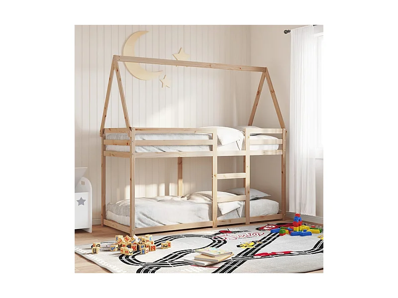 Lit superposé avec toit 90x200 cm bois de pin massif