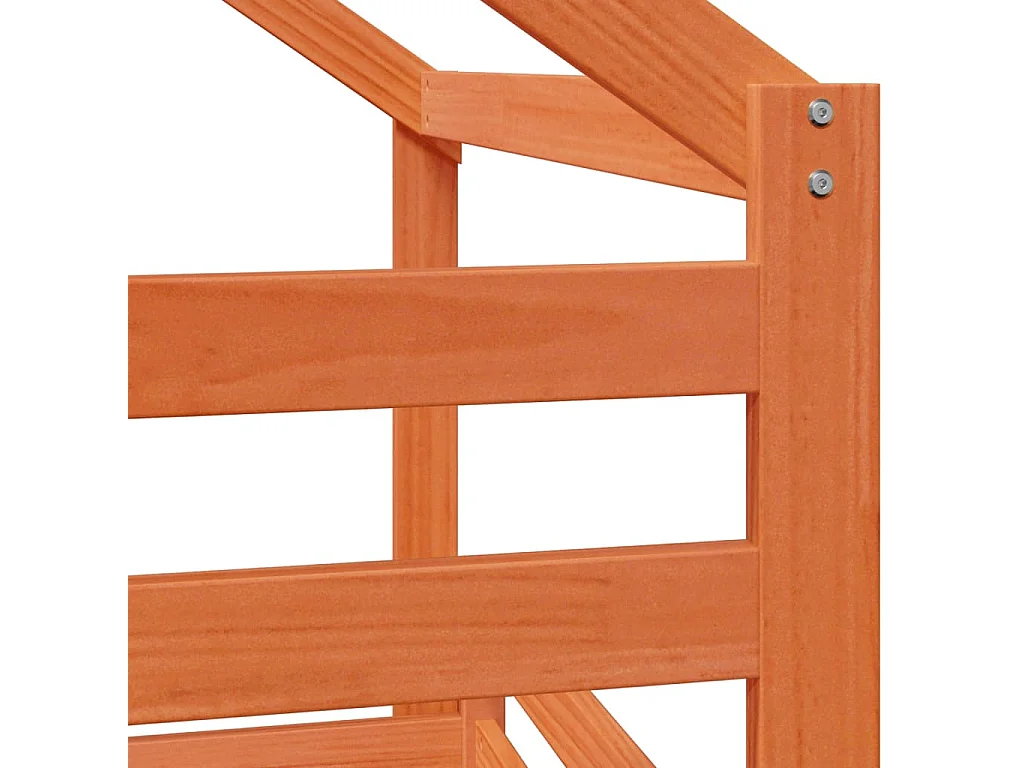 Lit superposé avec toit cire marron 75x190cm bois massif de pin