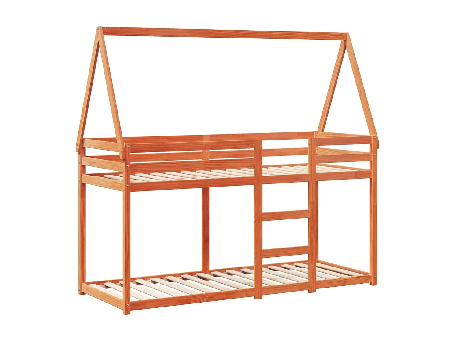 Stapelbed met bedhuis massief grenenhout wasbruin 90x200 cm