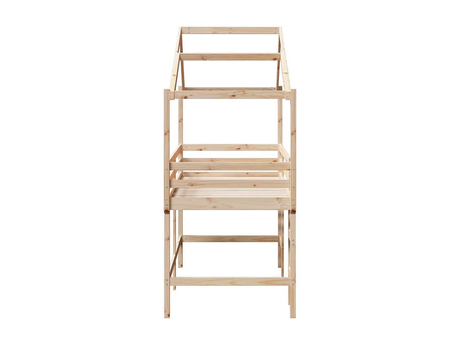 Lit superposé et échelle et toit 90x190 cm bois de pin massif
