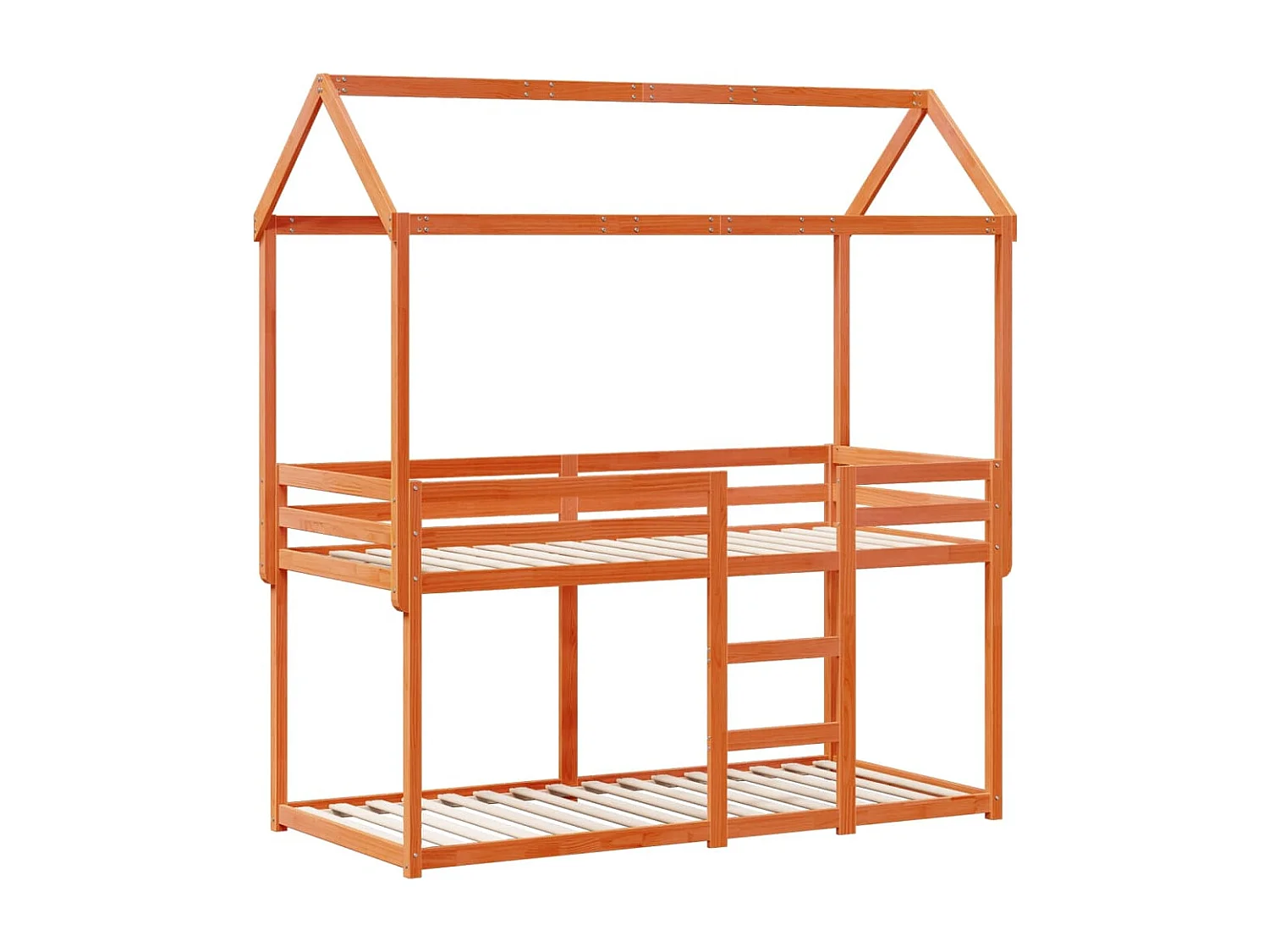 Lit superposé avec toit cire marron 75x190cm bois massif de pin
