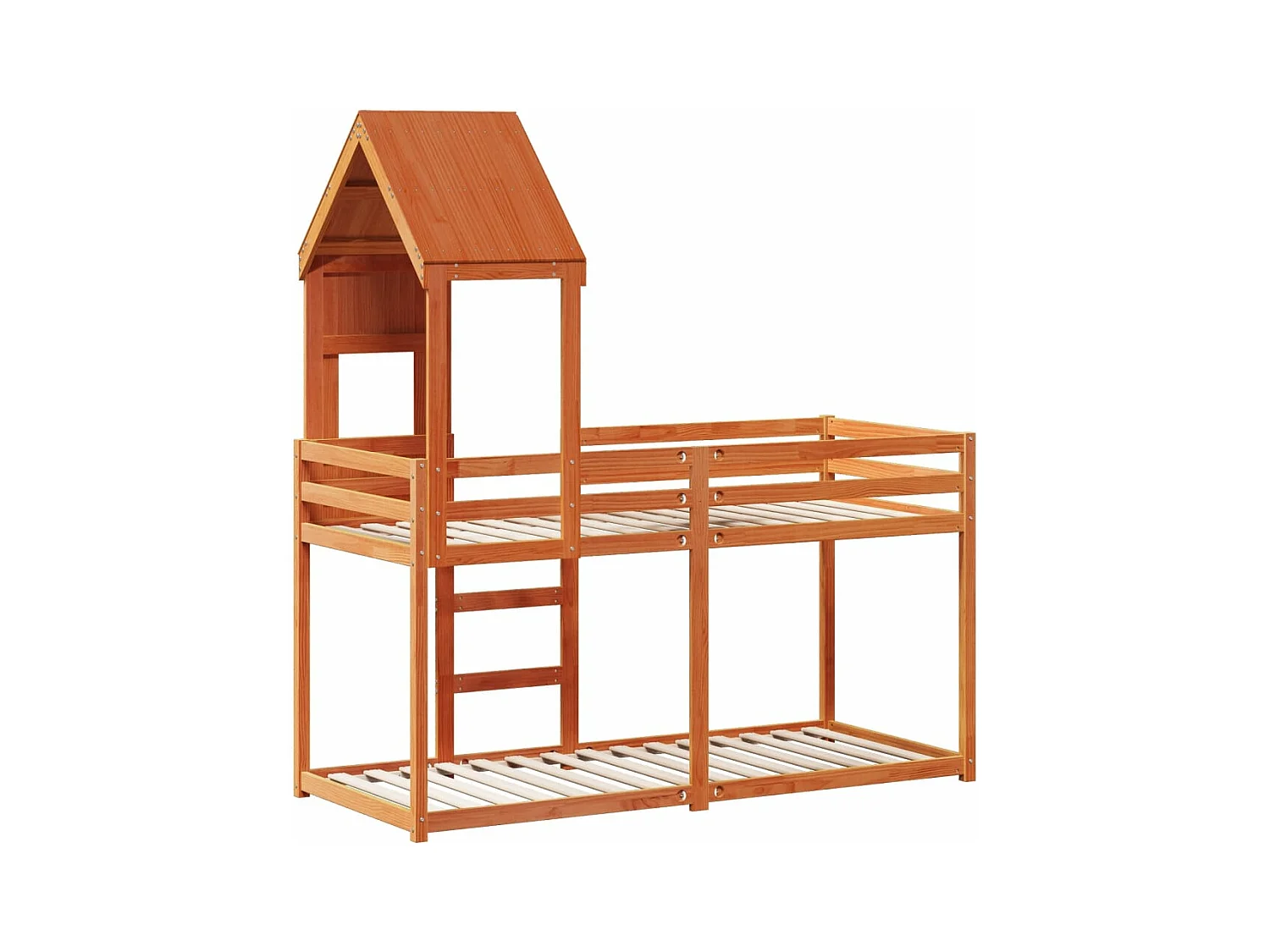 Lit superposé avec toit cire marron 75x190cm bois massif de pin