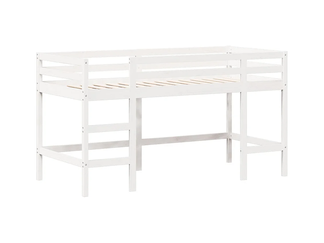 Lit superposé et échelle et toit blanc 80x200cm bois pin massif