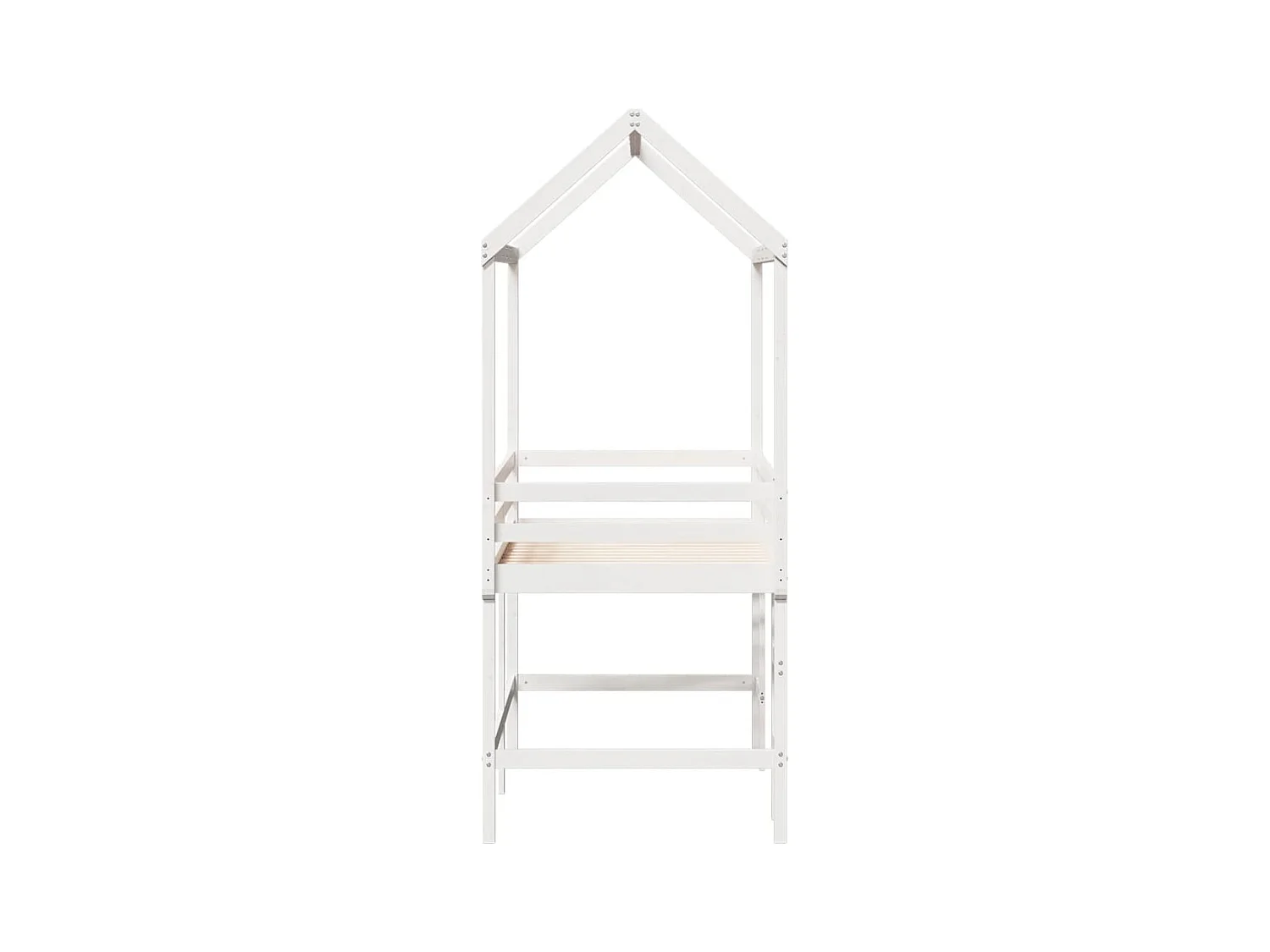 Lit superposé et échelle et toit blanc 80x200cm bois pin massif