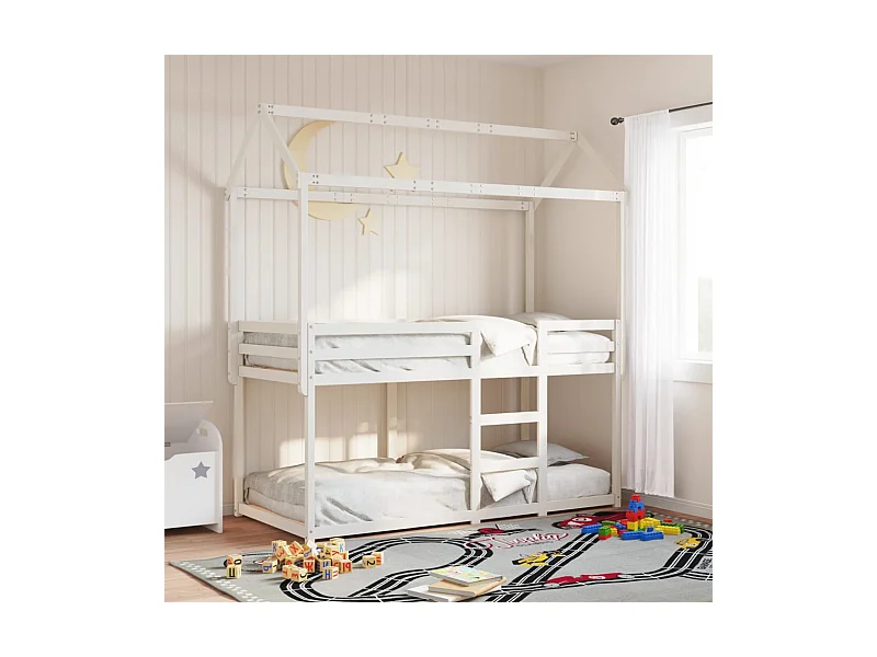 Lit superposé avec toit blanc 80x200 cm bois massif de pin