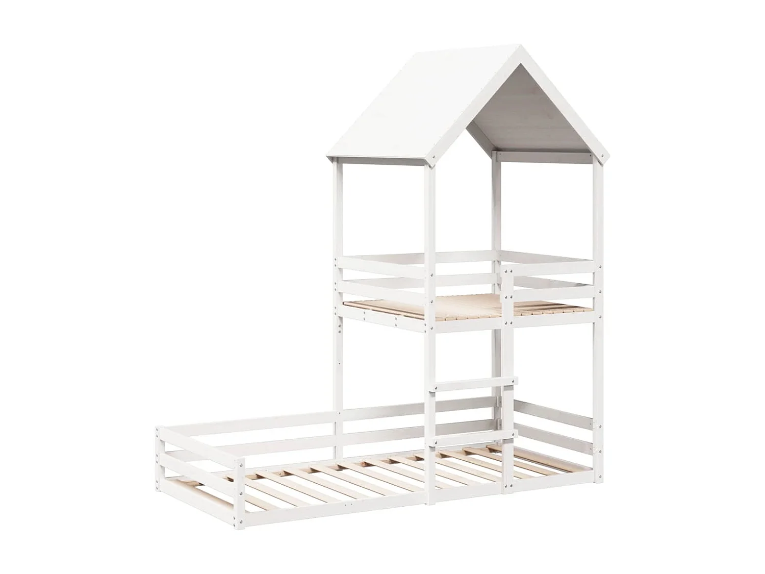Lit superposé avec toit blanc 90x200 cm bois de pin massif