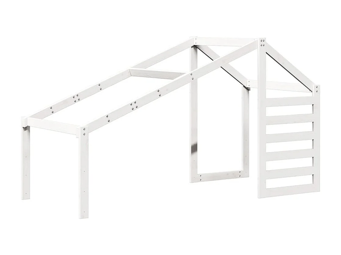 Stapelbed met bedhuis massief grenenhout wit 80x200 cm