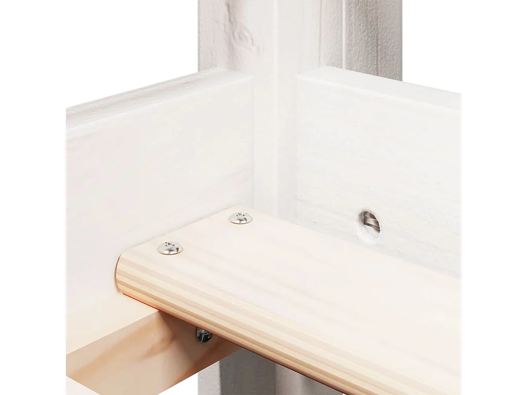 Lit superposé et échelle et toit blanc 90x190cm bois pin massif