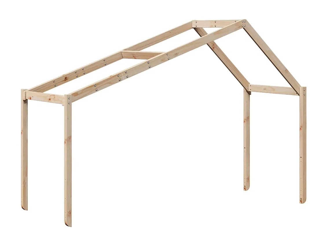 Cama alta com escada e telhado 80x200 cm pinho maciço