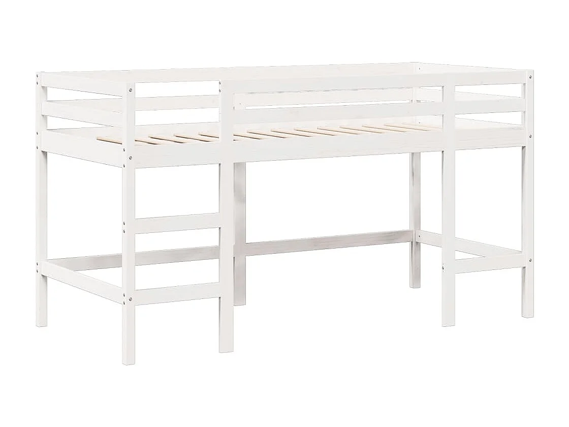 Halfhoogslaper met ladder en bedhuis grenenhout wit 80x200 cm
