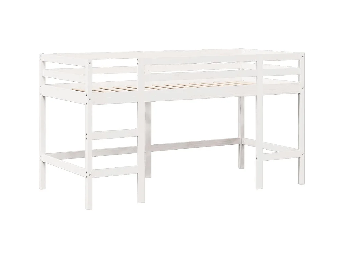 Lit superposé et échelle et toit blanc 90x200cm bois pin massif