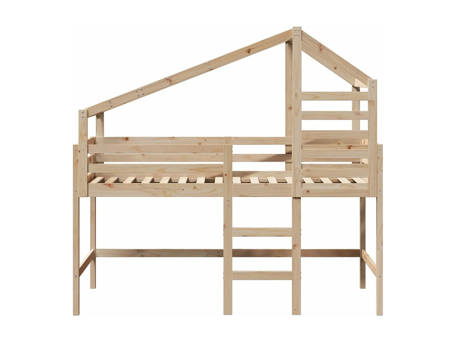 Lit superposé et échelle et toit 80x200 cm bois de pin massif