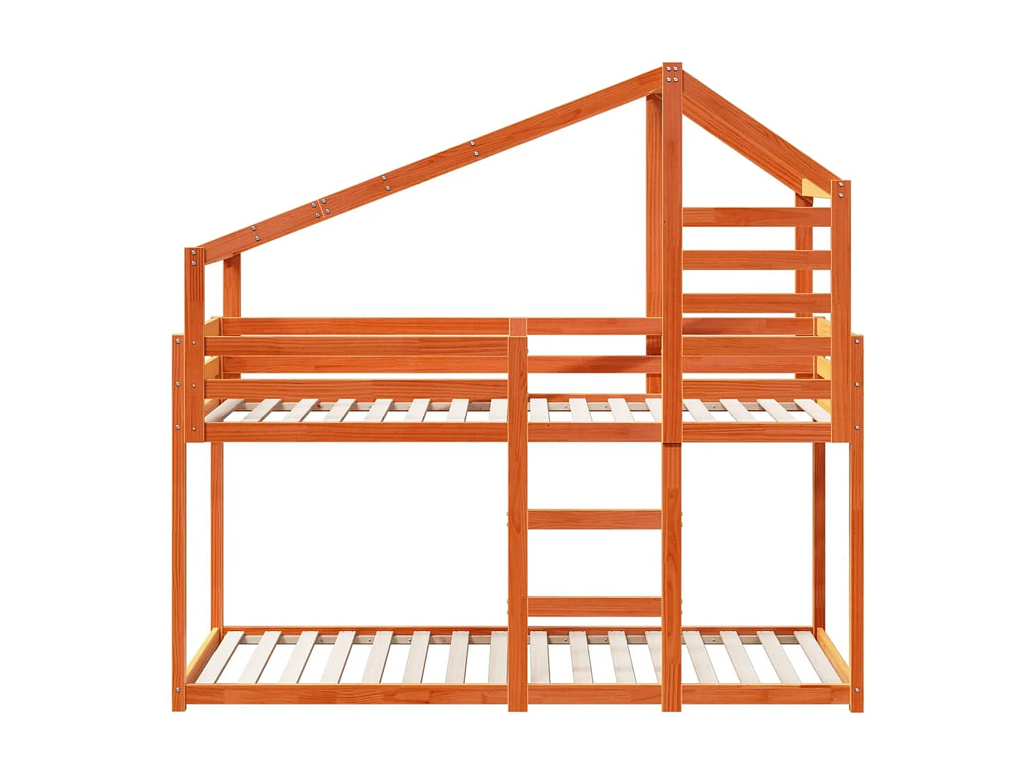 Lit superposé avec toit cire marron 90x200cm bois de pin massif