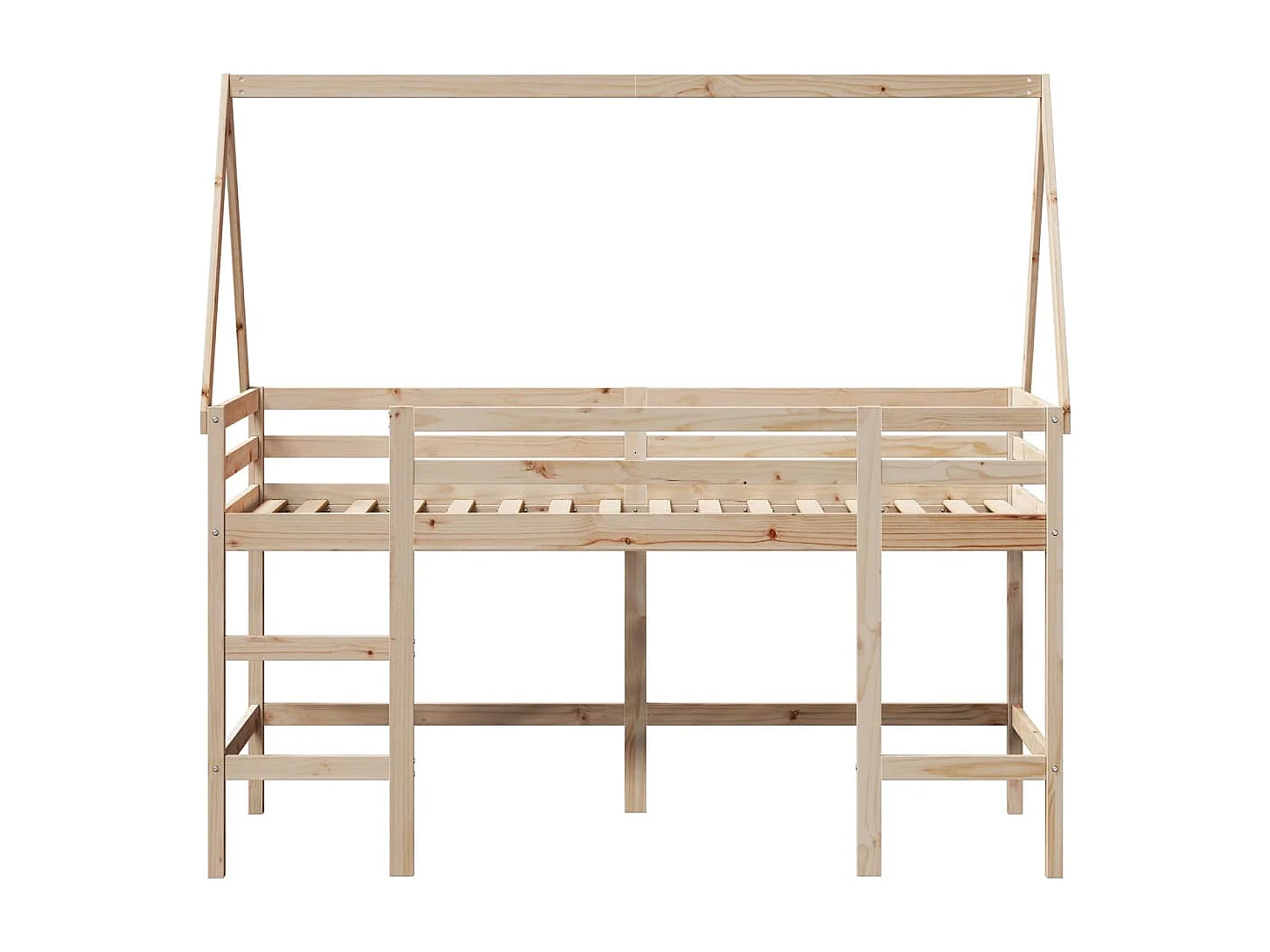 Lit superposé et échelle et toit 80x200 cm bois de pin massif