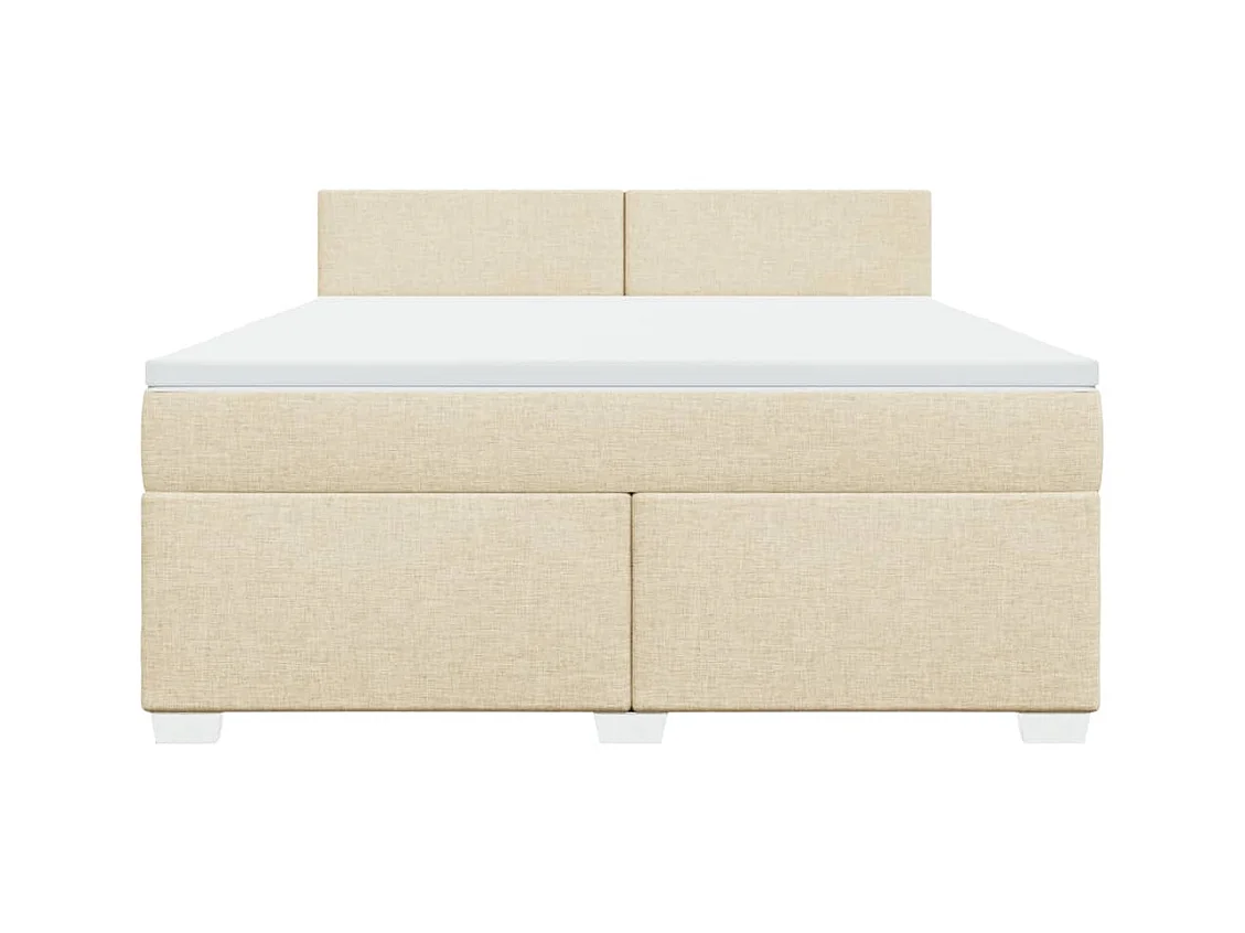 Cama box spring con colchón tela color crema 180x200 cm