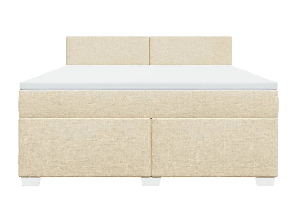 Cama box spring con colchón tela color crema 180x200 cm