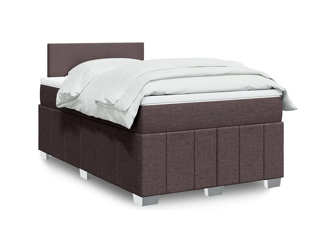 Cama box spring con colchón tela marrón oscuro 120x190 cm