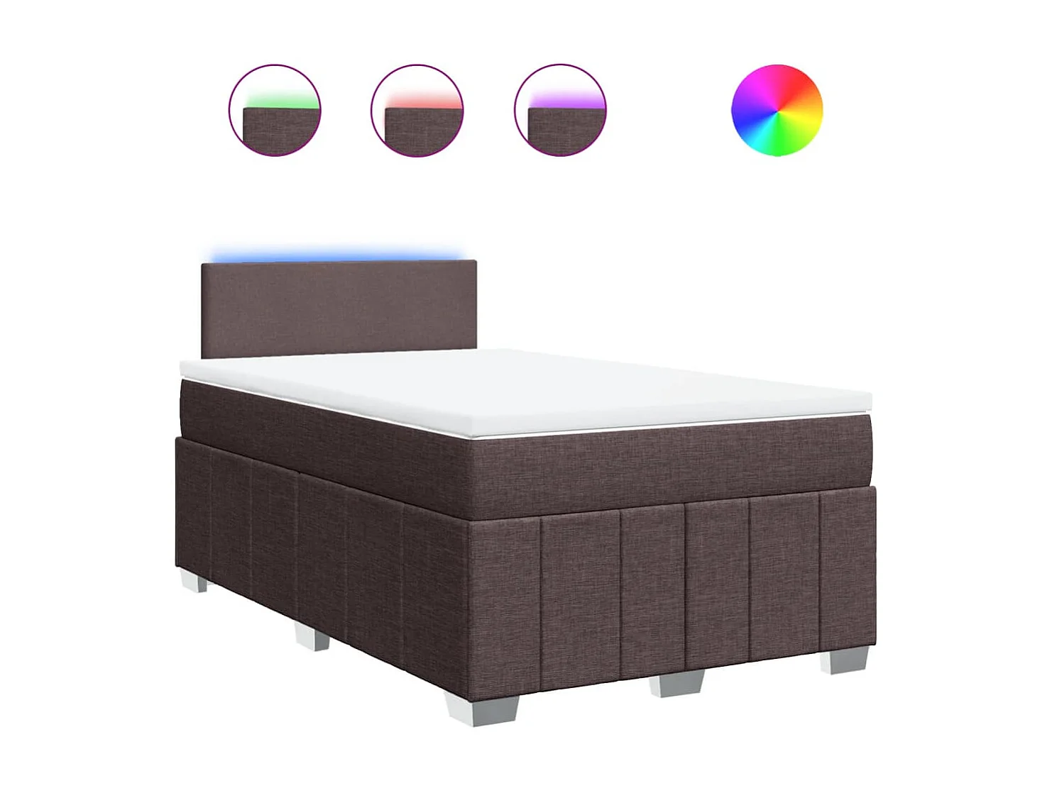 Cama box spring con colchón tela marrón oscuro 120x190 cm