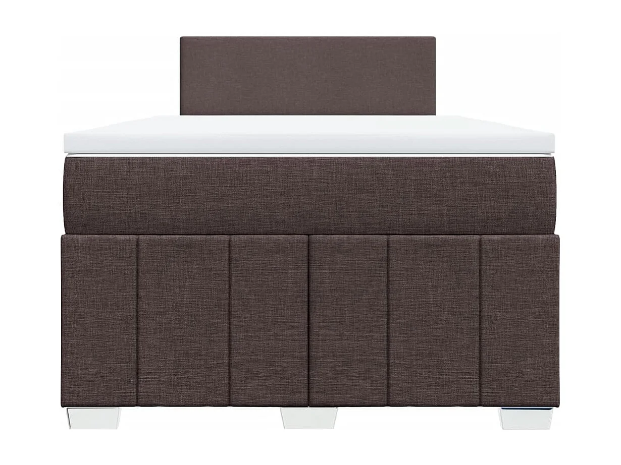 Cama box spring con colchón tela marrón oscuro 120x190 cm