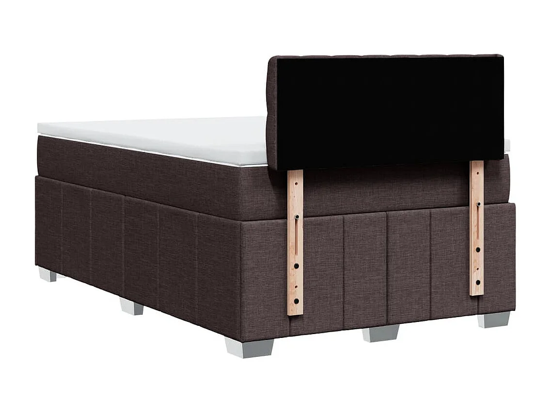 Cama box spring con colchón tela marrón oscuro 120x190 cm