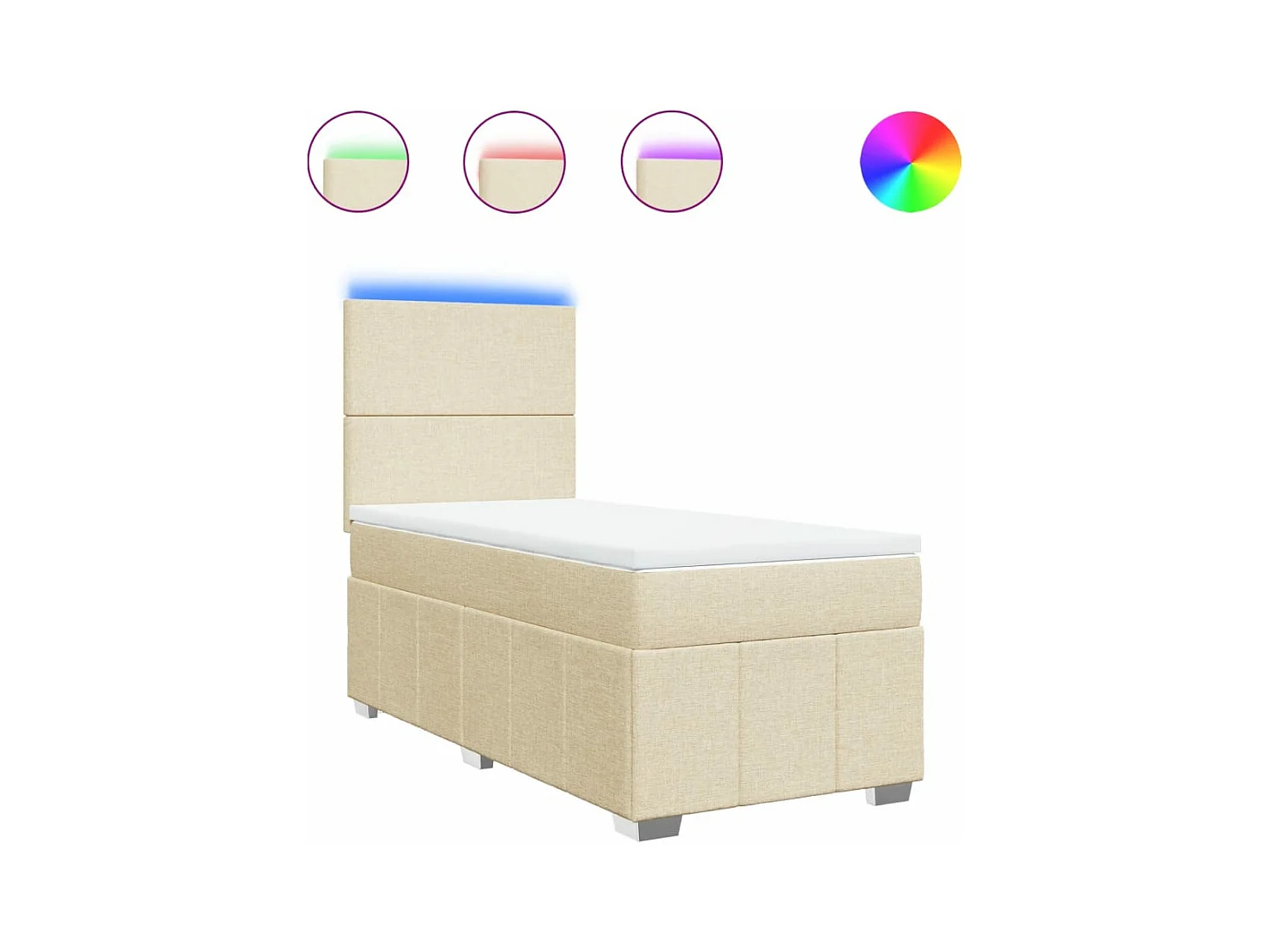 Sommier à lattes de lit avec matelas Crème 90x200 cm Tissu