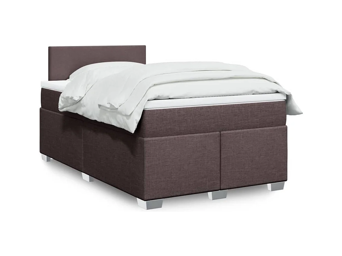 Cama box spring con colchón tela marrón oscuro 120x190 cm