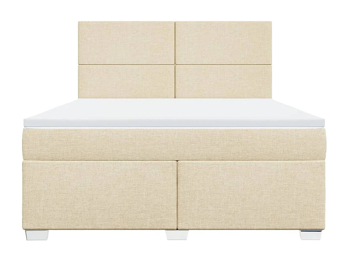 Cama box spring con colchón tela color crema 180x200 cm