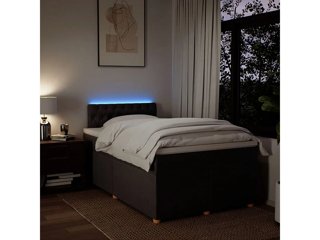 Sommier à lattes de lit et matelas marron foncé 120x190cm tissu