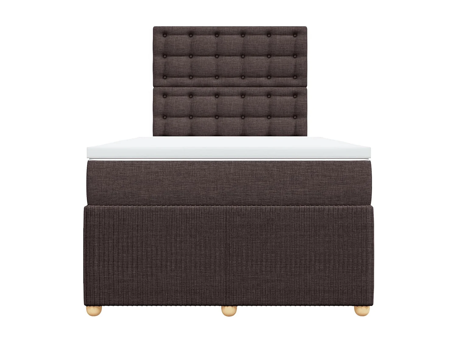 Cama box spring con colchón tela marrón oscuro 120x190 cm