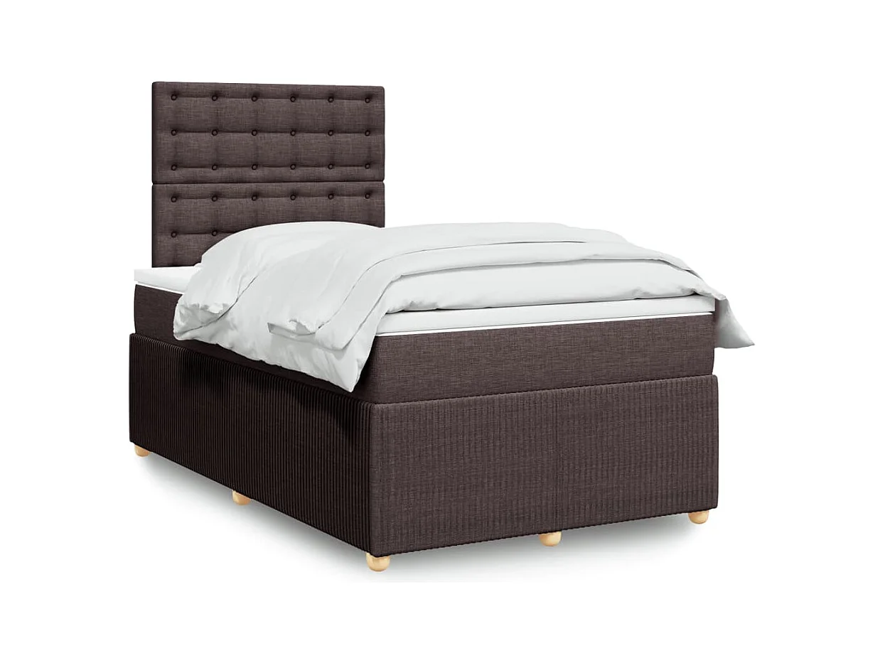Sommier à lattes de lit et matelas marron foncé 120x190cm tissu