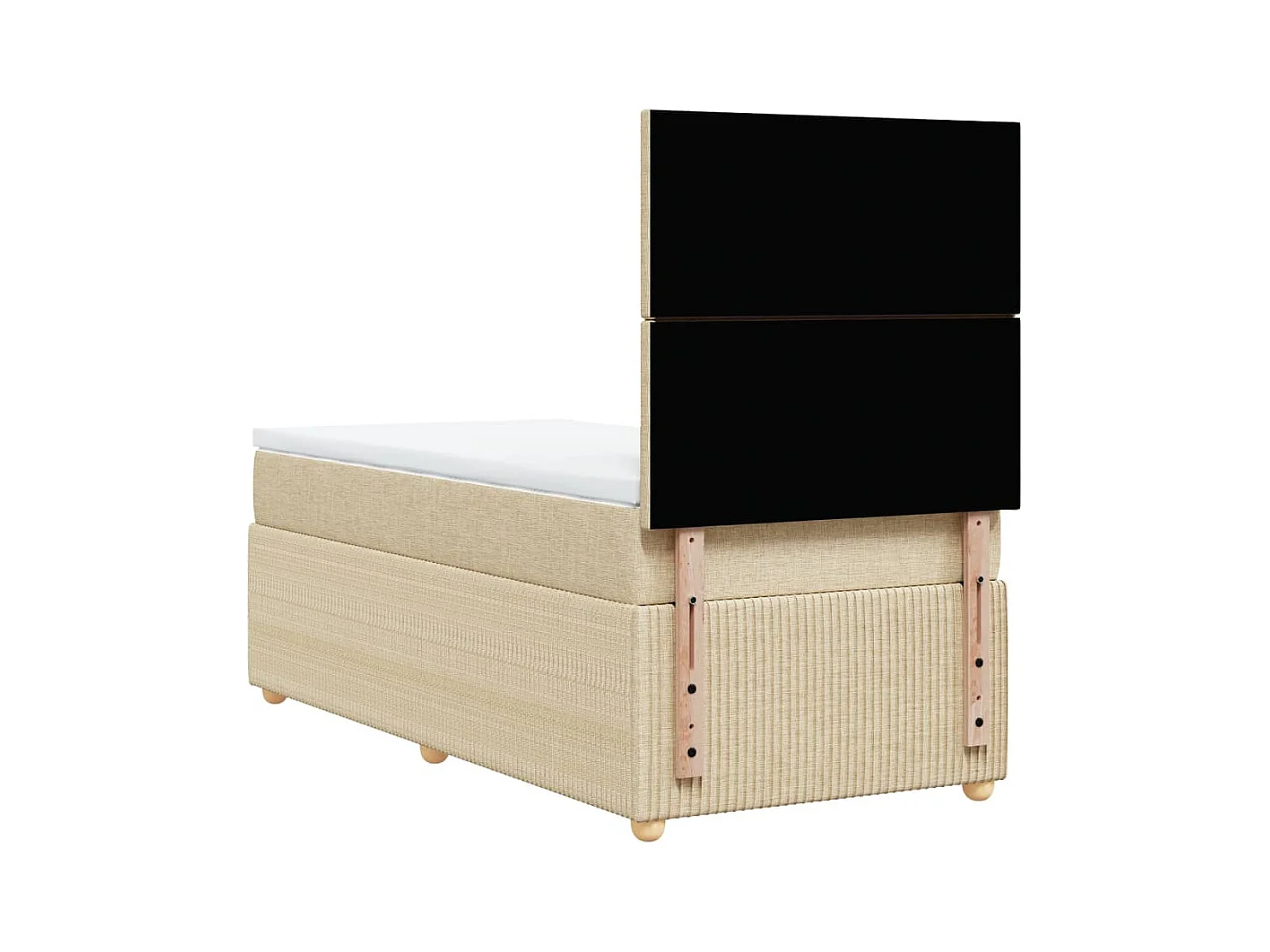 Cama box spring con colchón tela color crema 90x190 cm