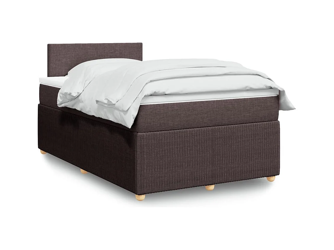 Cama box spring con colchón tela marrón oscuro 120x190 cm