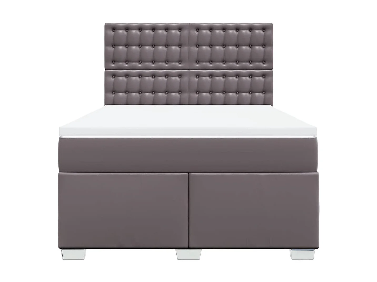 Cama box spring con colchón cuero sintético gris 140x190 cm