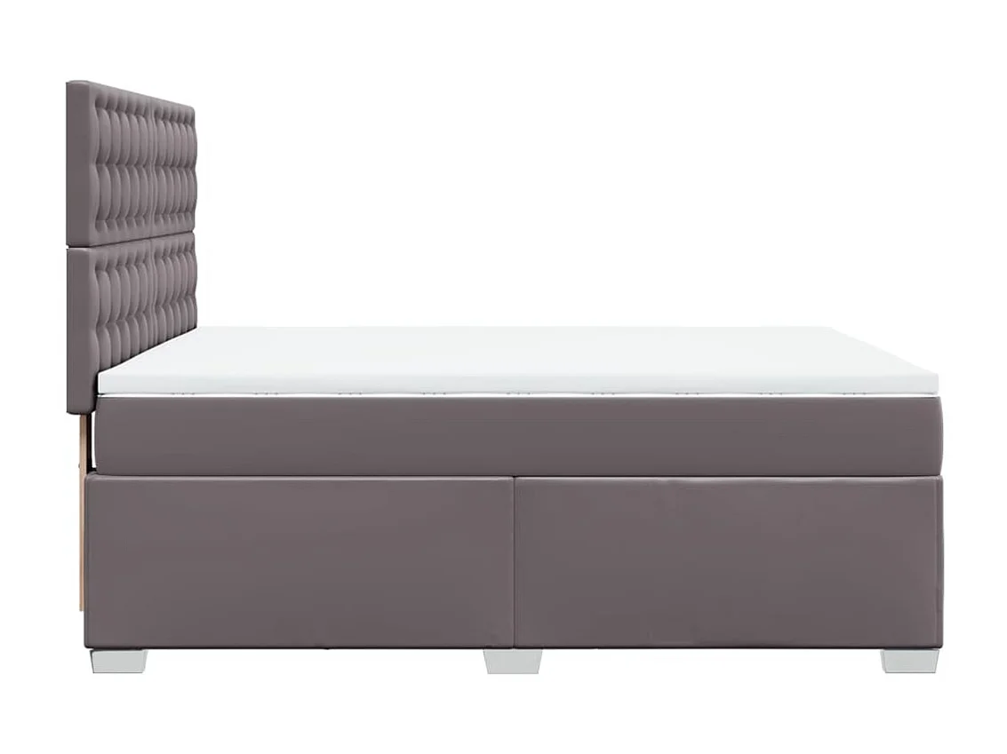 Cama box spring con colchón cuero sintético gris 140x190 cm