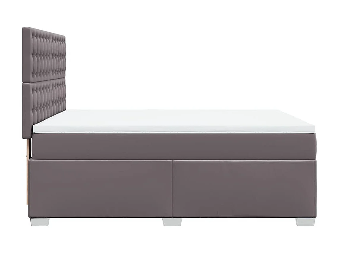 Cama box spring con colchón cuero sintético gris 140x190 cm