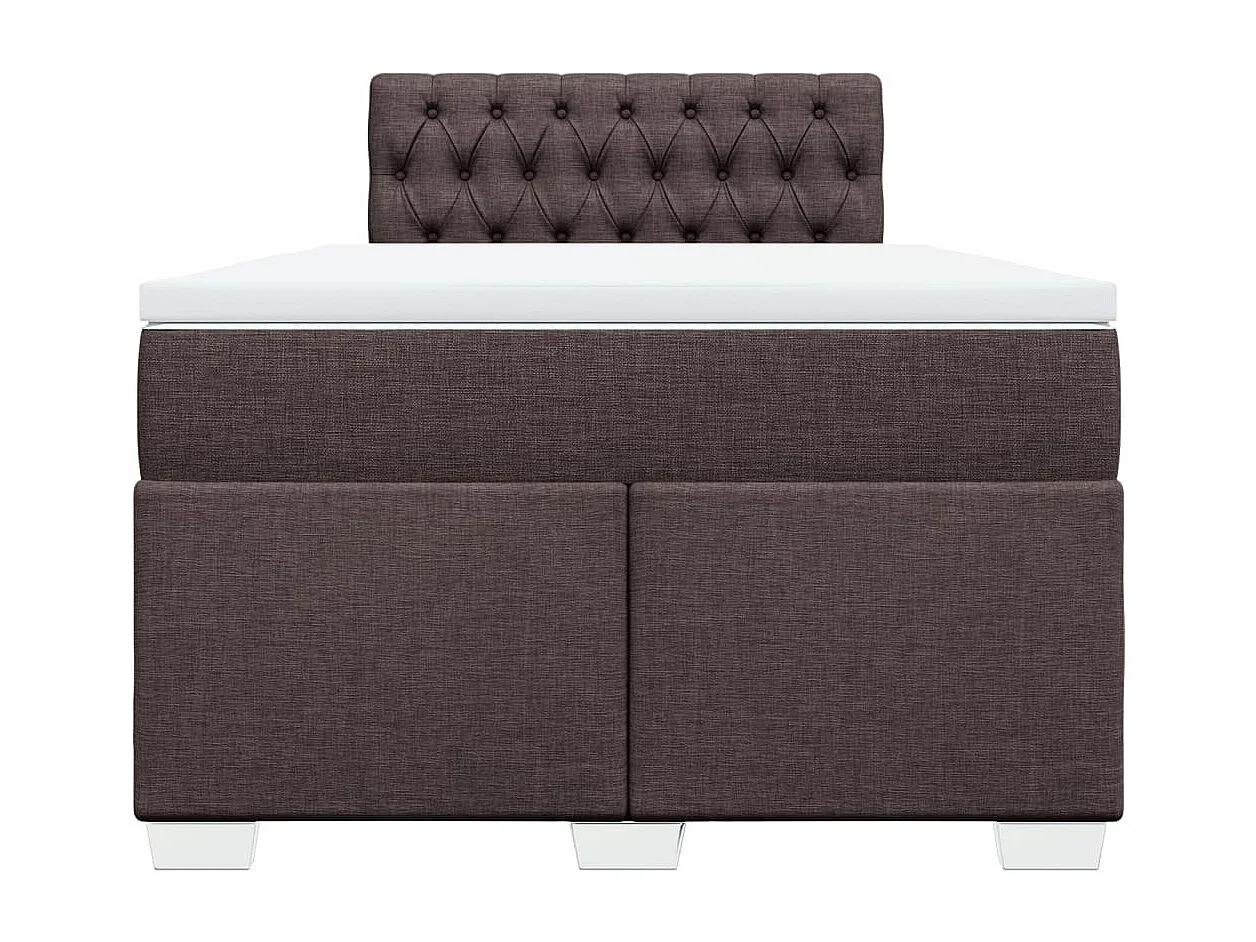 Cama box spring con colchón tela marrón oscuro 120x190 cm