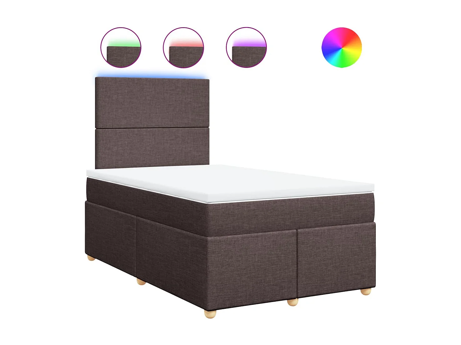 Cama box spring con colchón tela marrón oscuro 120x190 cm