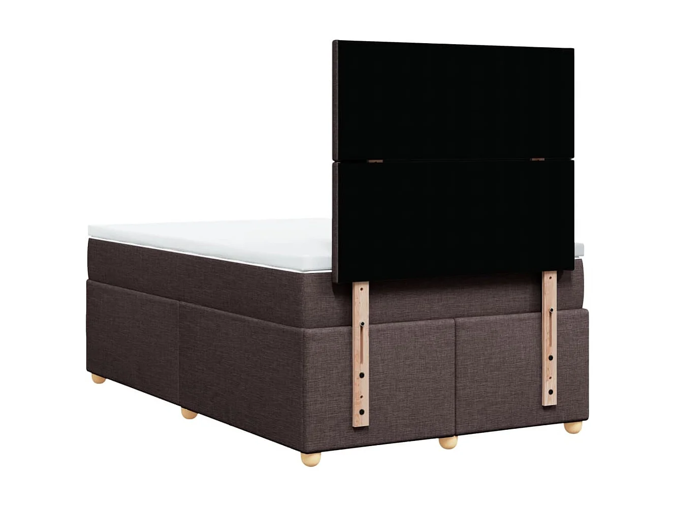 Cama box spring con colchón tela marrón oscuro 120x190 cm