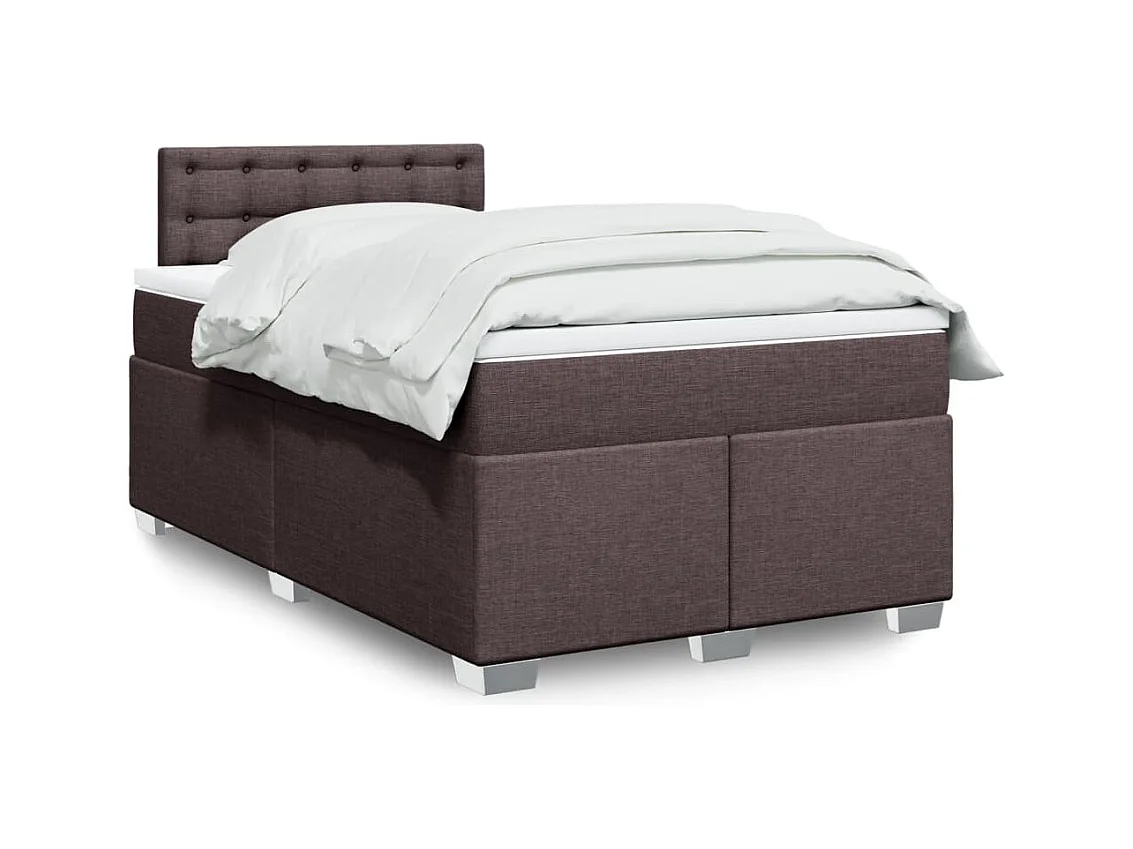 Cama box spring con colchón tela marrón oscuro 120x190 cm