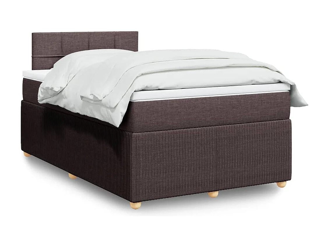 Cama boxspring com colchão 120x190 cm tecido castanho-escuro