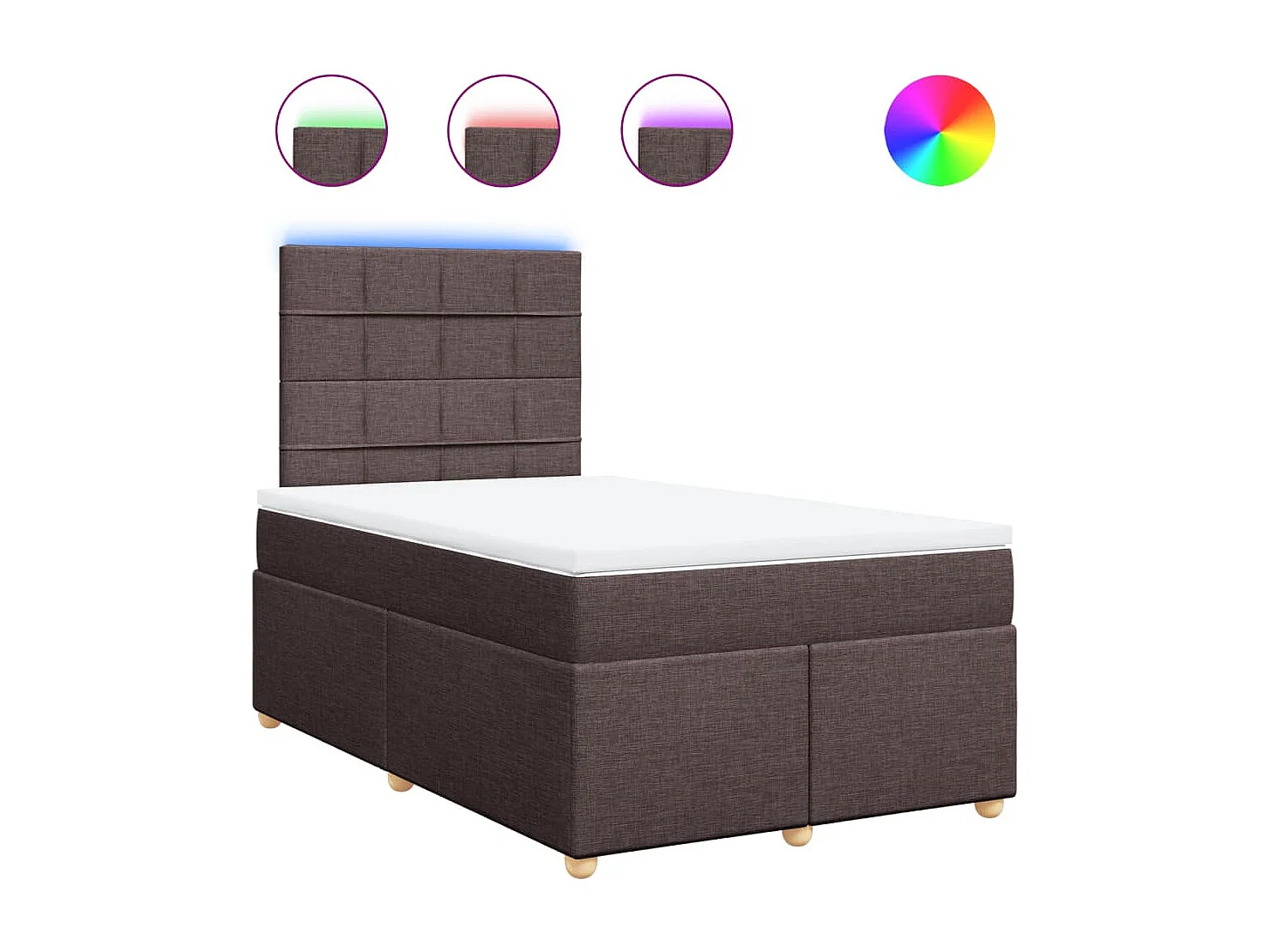 Cama box spring con colchón tela marrón oscuro 120x190 cm