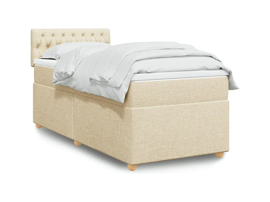 Sommier à lattes de lit avec matelas Crème 80x200 cm Tissu
