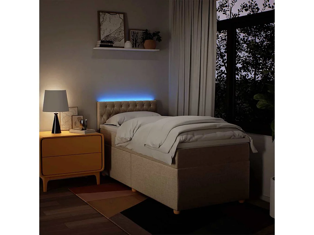 Boxspring met matras stof crèmekleurig 80x200 cm