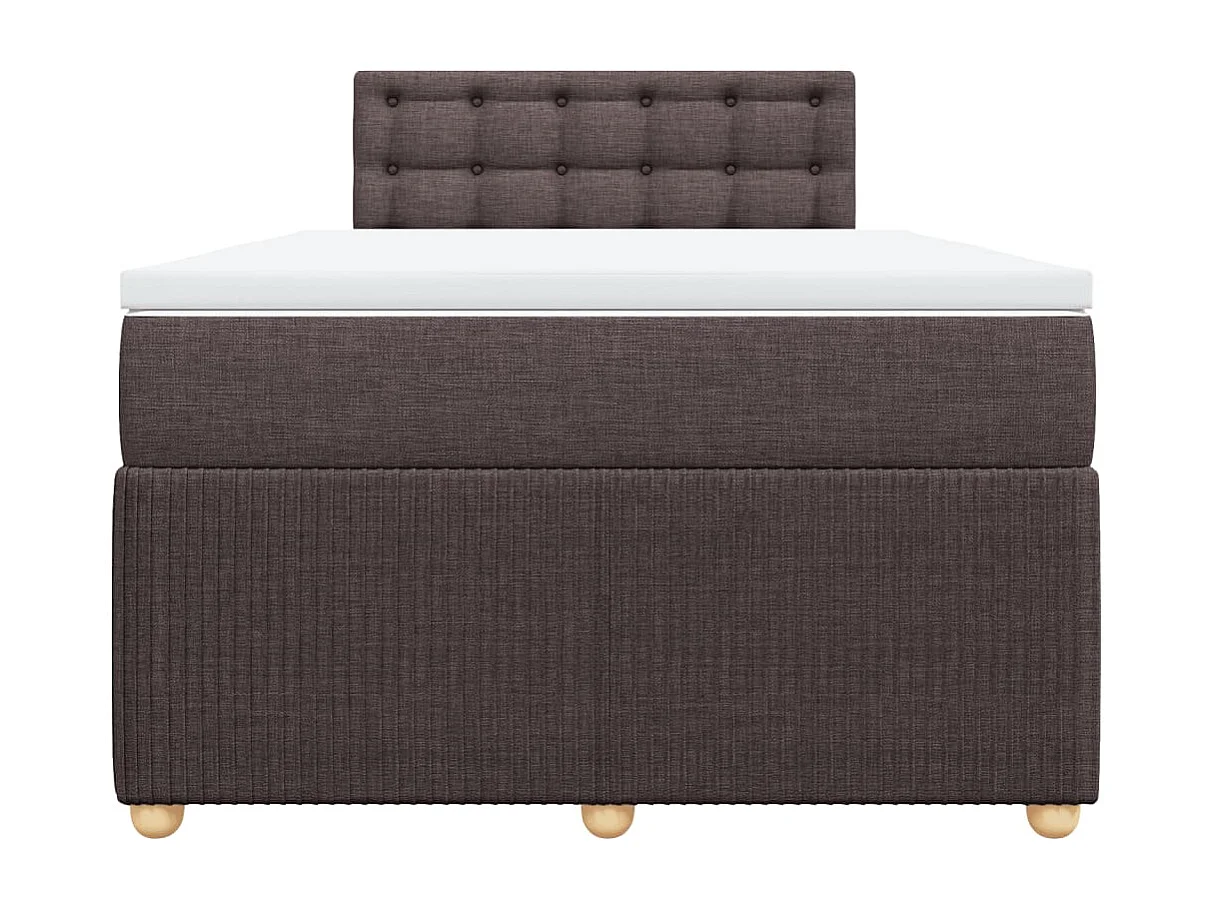Cama box spring con colchón tela marrón oscuro 120x190 cm