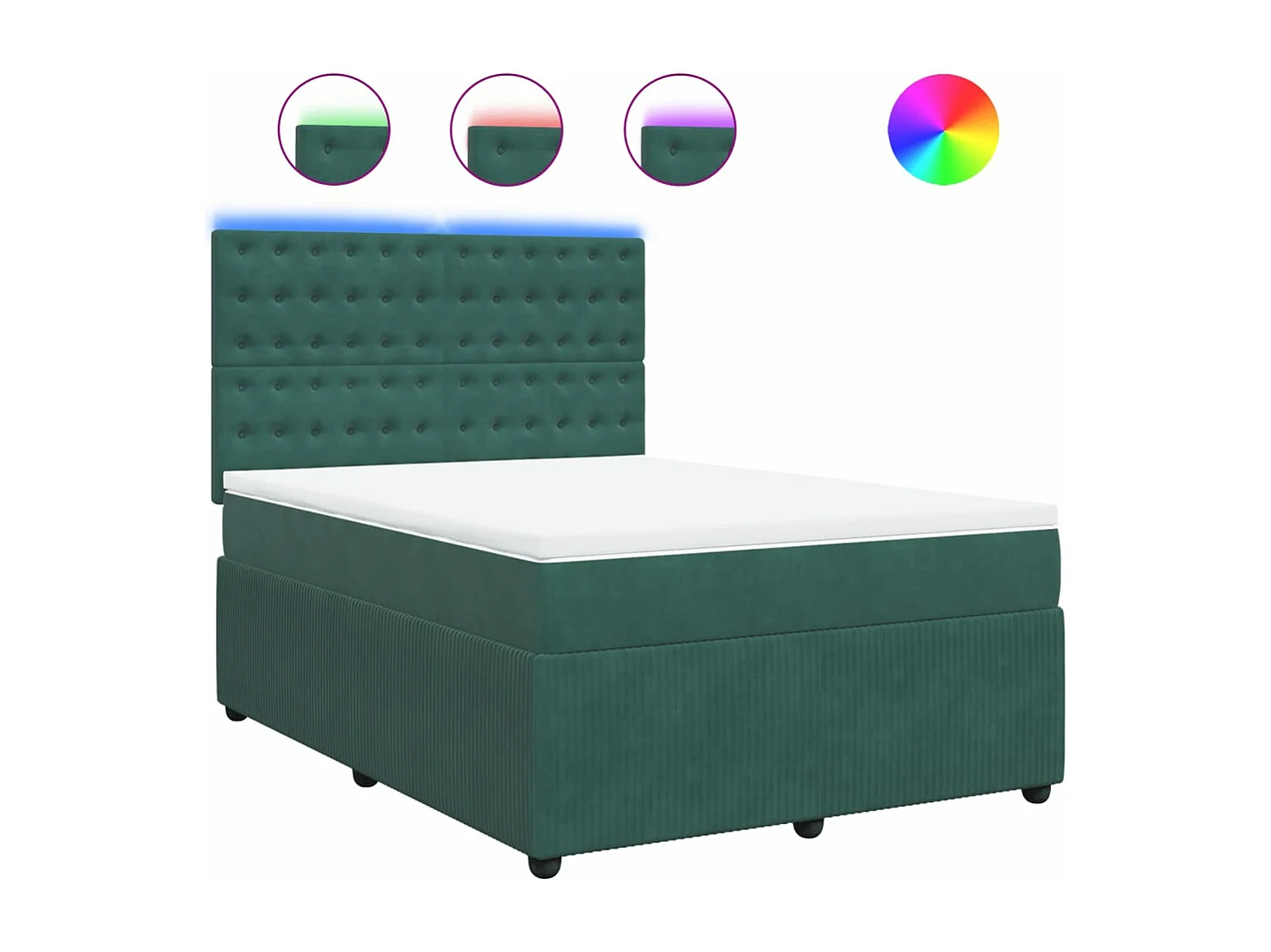 Cama box spring con colchón terciopelo verde oscuro 140x200 cm