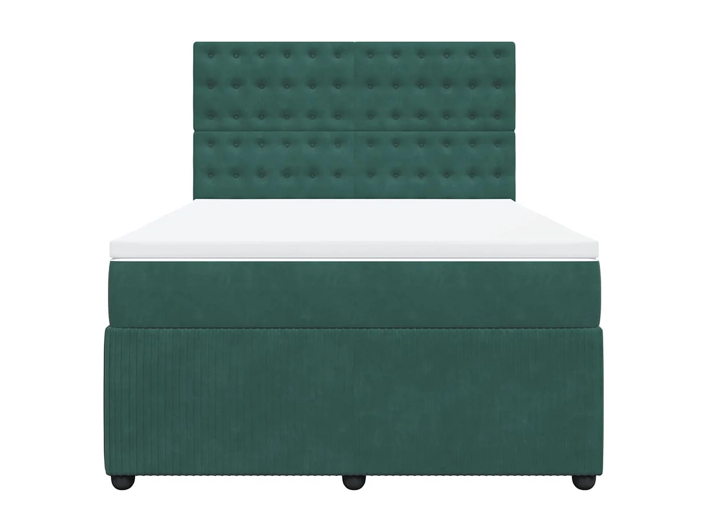 Cama box spring con colchón terciopelo verde oscuro 140x200 cm